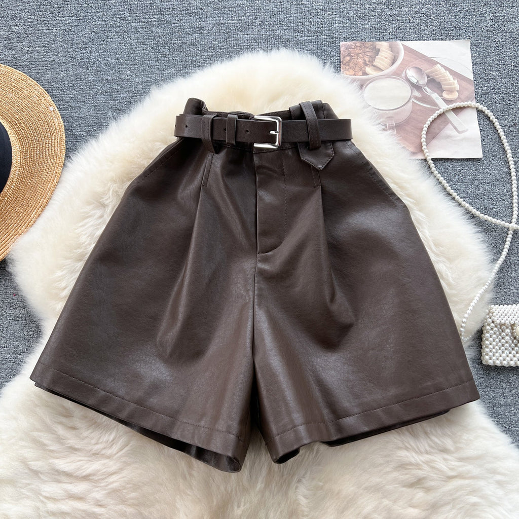 Vintage High-waist Leather Shorts