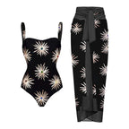 Vintage Printed Slip Swimsuit&Wrap Skirt