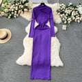 Mesh Patchwork Slim-fit Knitted Dress