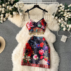 Fringed Camisole&Skirt Floral 2Pcs