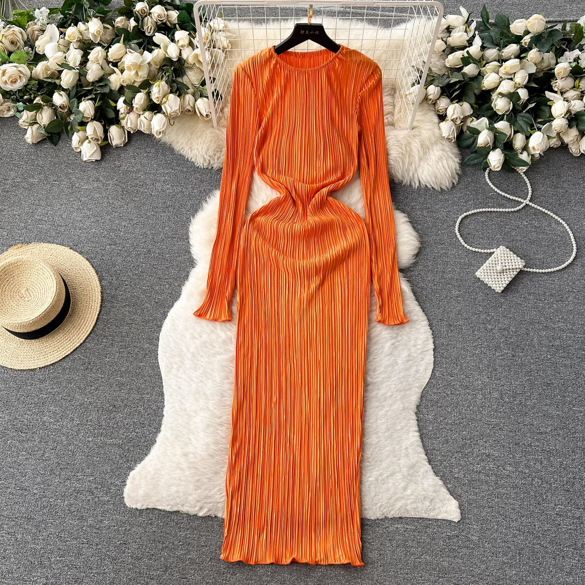 Casual Round Collar Elastic Dress