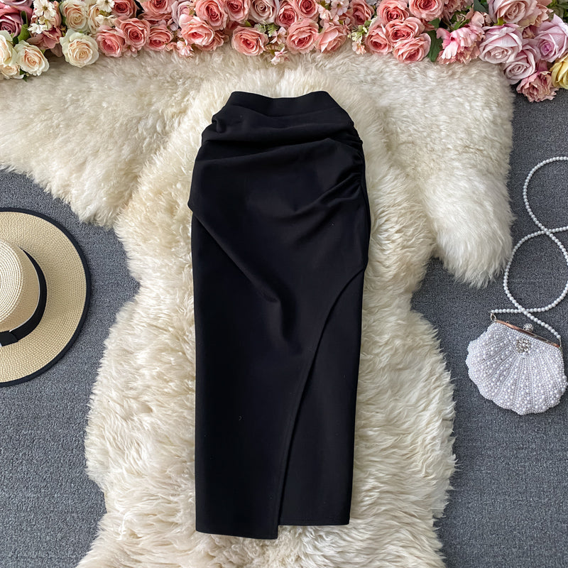 Asymmetric One-step Black OL Skirt