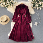 Courtly Flared Sleeve Velvet Dress