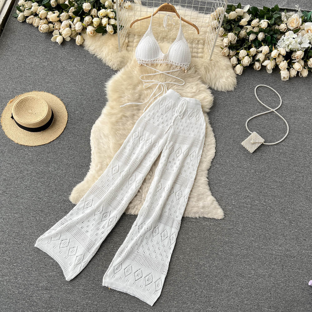 Two-piece Straight-leg Trousers & Lace-up Top