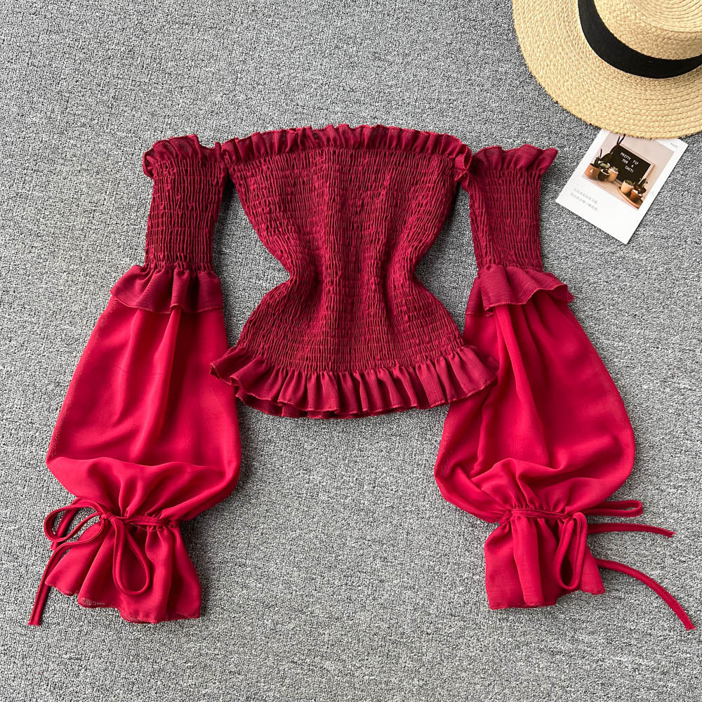 Niche Strapless Solid Colour Shirt
