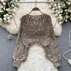 Vintage Hollowed Crochet Knitted Top