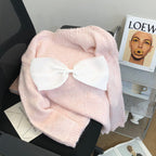 Bow Tie Decorated Off-the-shoulder Sweater