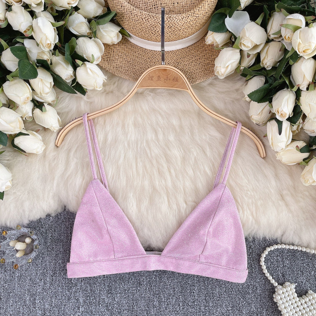 Chic Glossy Sequin Lingerie Top