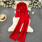 Blazer&Trousers Solid Color 2Pcs