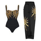 Sunflower Sequined Swimwear&Wrap Skirt