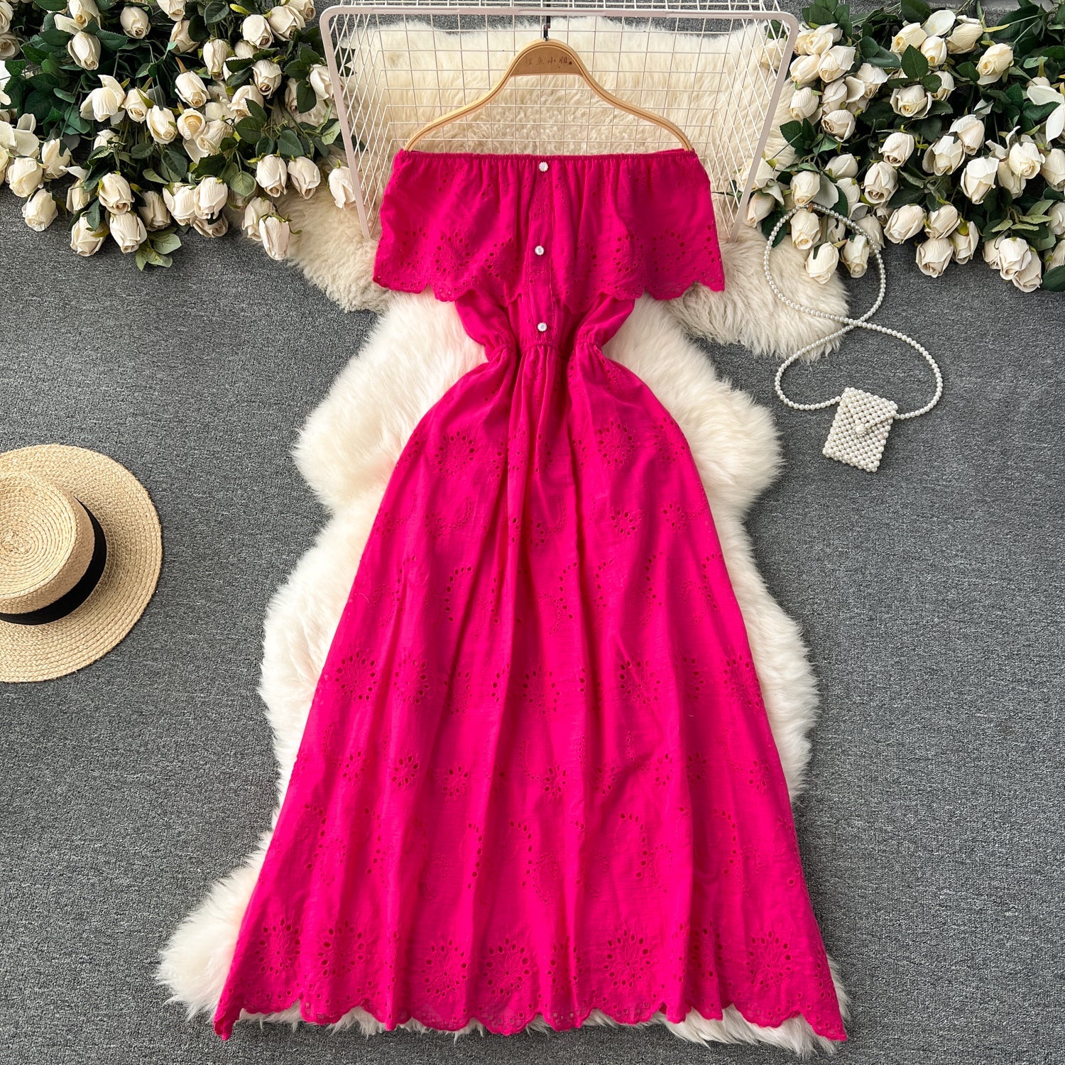 Off-shoulder Embroidered Lace Dress