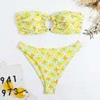 Halterless Multi-coloured Printed Bikini