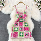 Backless Colourful Crocheted Slip Dress