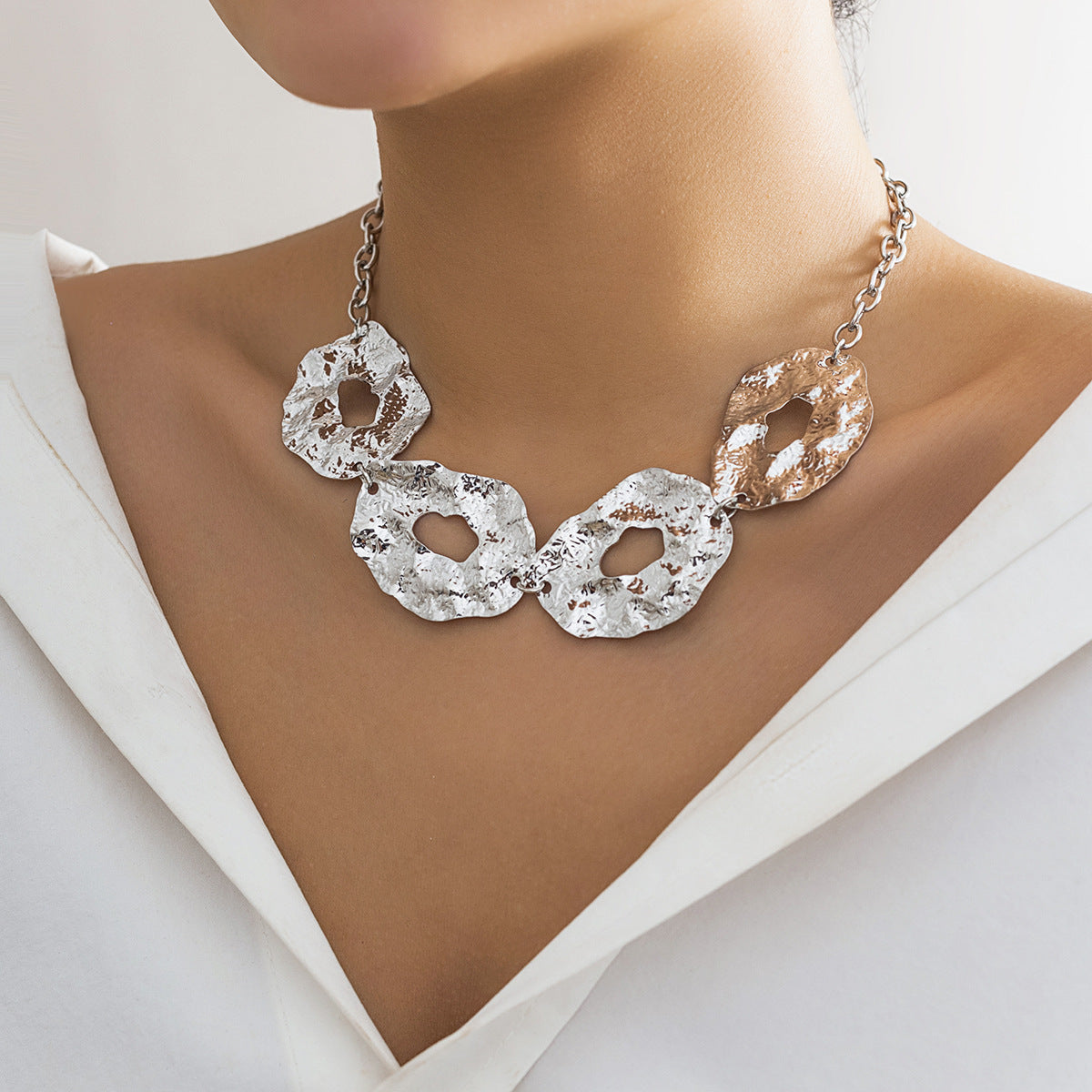 Irregular Liquid Metal Fluid Necklace&Belt
