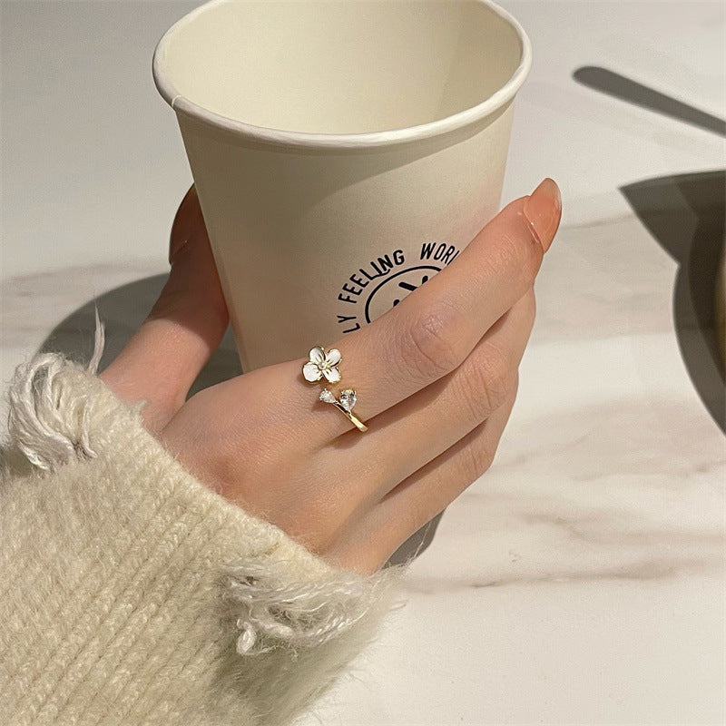 Pearl Open-circle Rings 2Pcs Set
