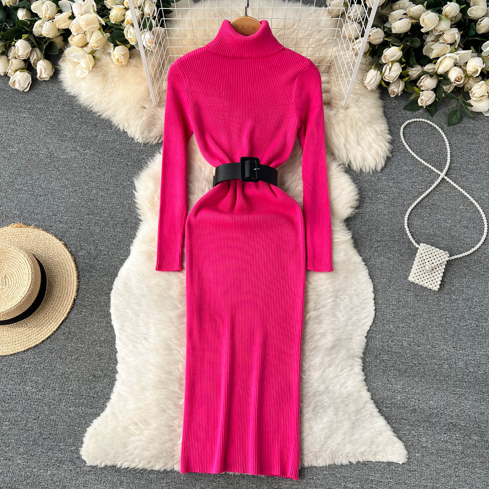 High Collar Tight Knitted Dress