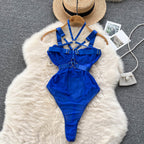 Unique Design Lace-up Hollowed Bodysuit
