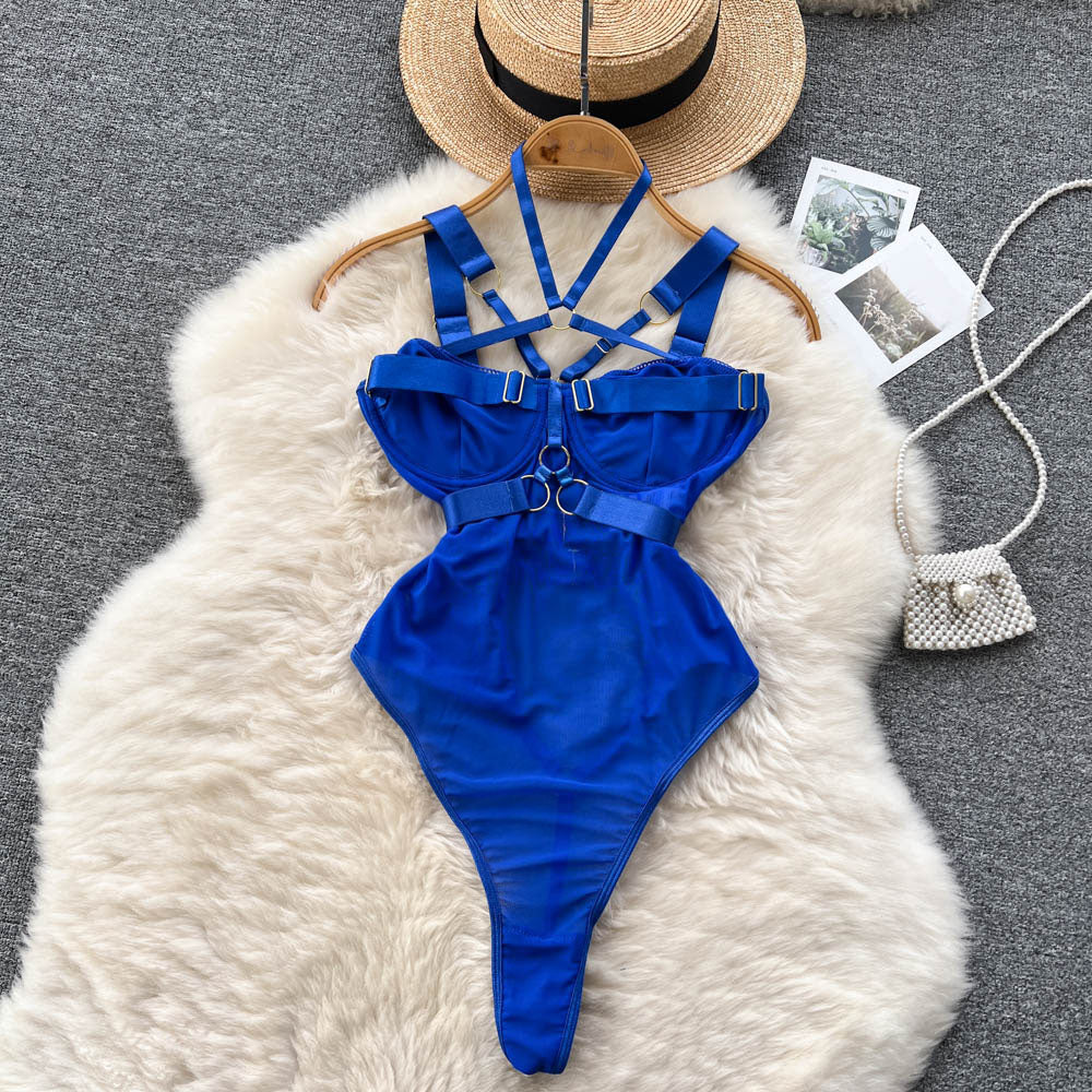 Unique Design Lace-up Hollowed Bodysuit
