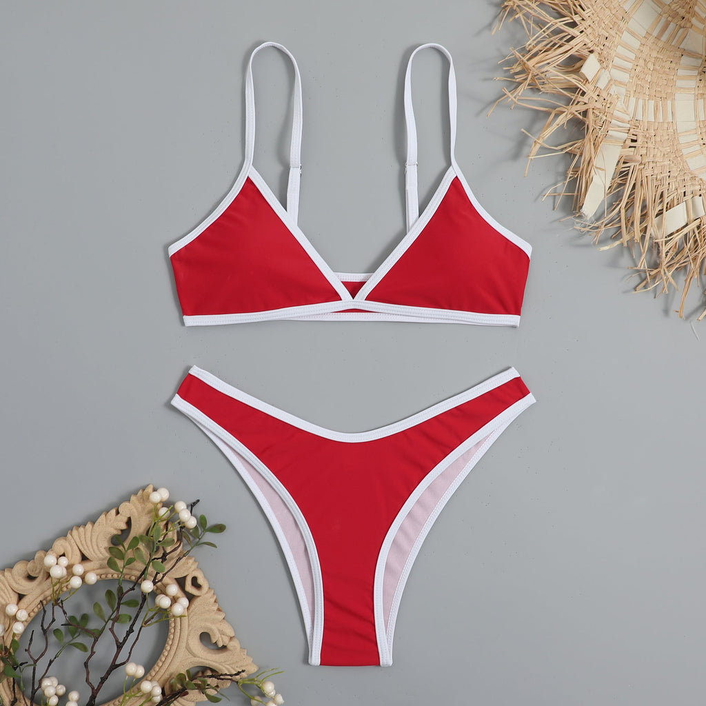 Simple Design Color Blocking Bikini