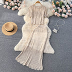 Crochet Top&Fishtail Skirt 2Pcs Set