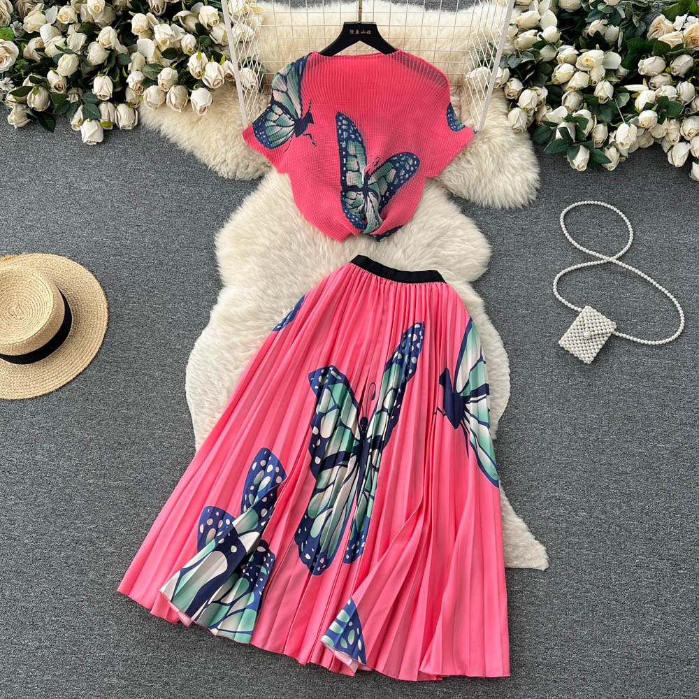 Top&Pleated Skirt Floral 2Pcs