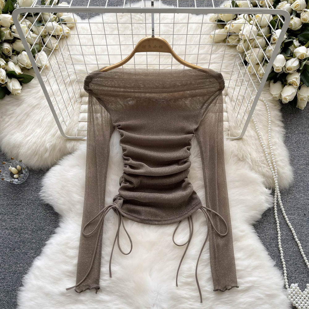 Niche Drawstring Off-shoulder Bottom Top
