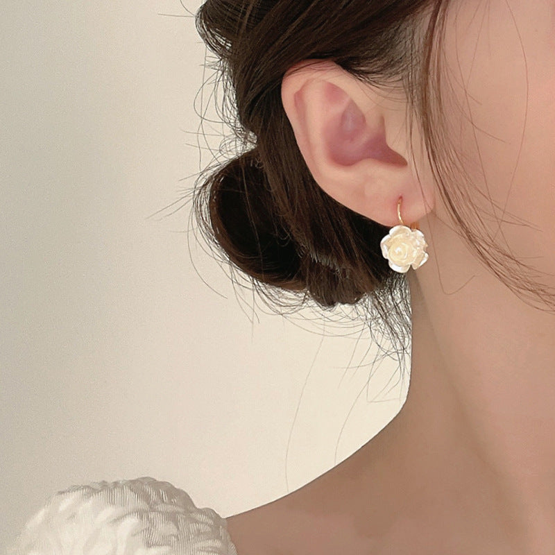 Unique Design Camellia Flower Earrings