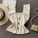 Thin Sleeveless Knit Top With Wide Straps