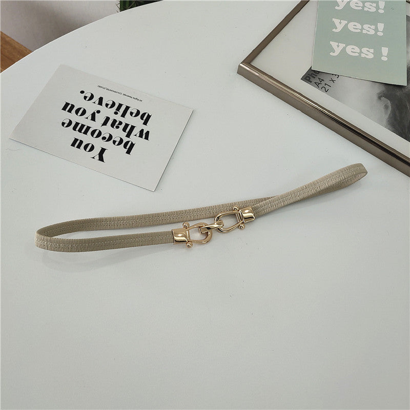 Gold-colored Buckle Decorative Soft Belt