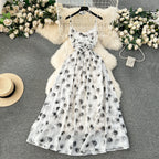 Vintage Ruffled Printed Slip Dress