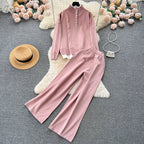 Color Blocking Jumper&Trousers Knitted 2Pcs