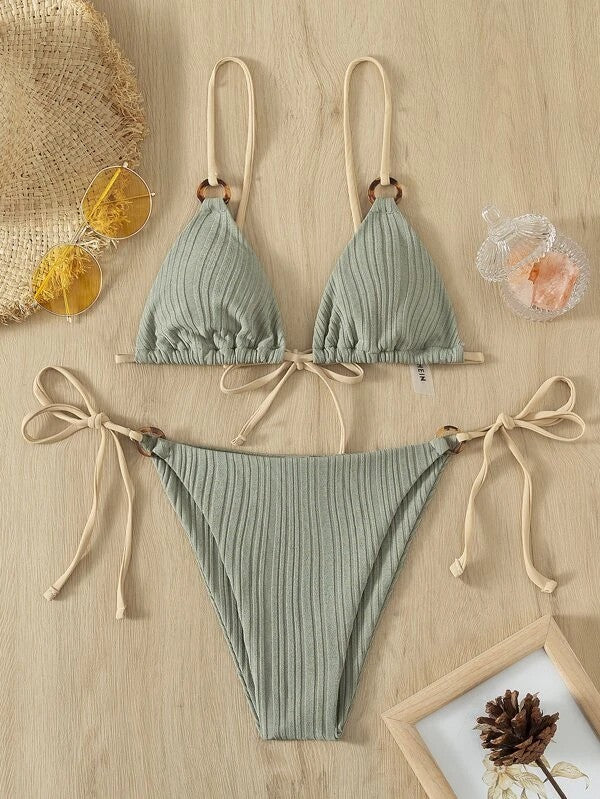 Strappy Bikini In Solid Color