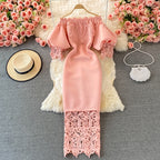 Vintage Lace Off-the-shoulder Dress