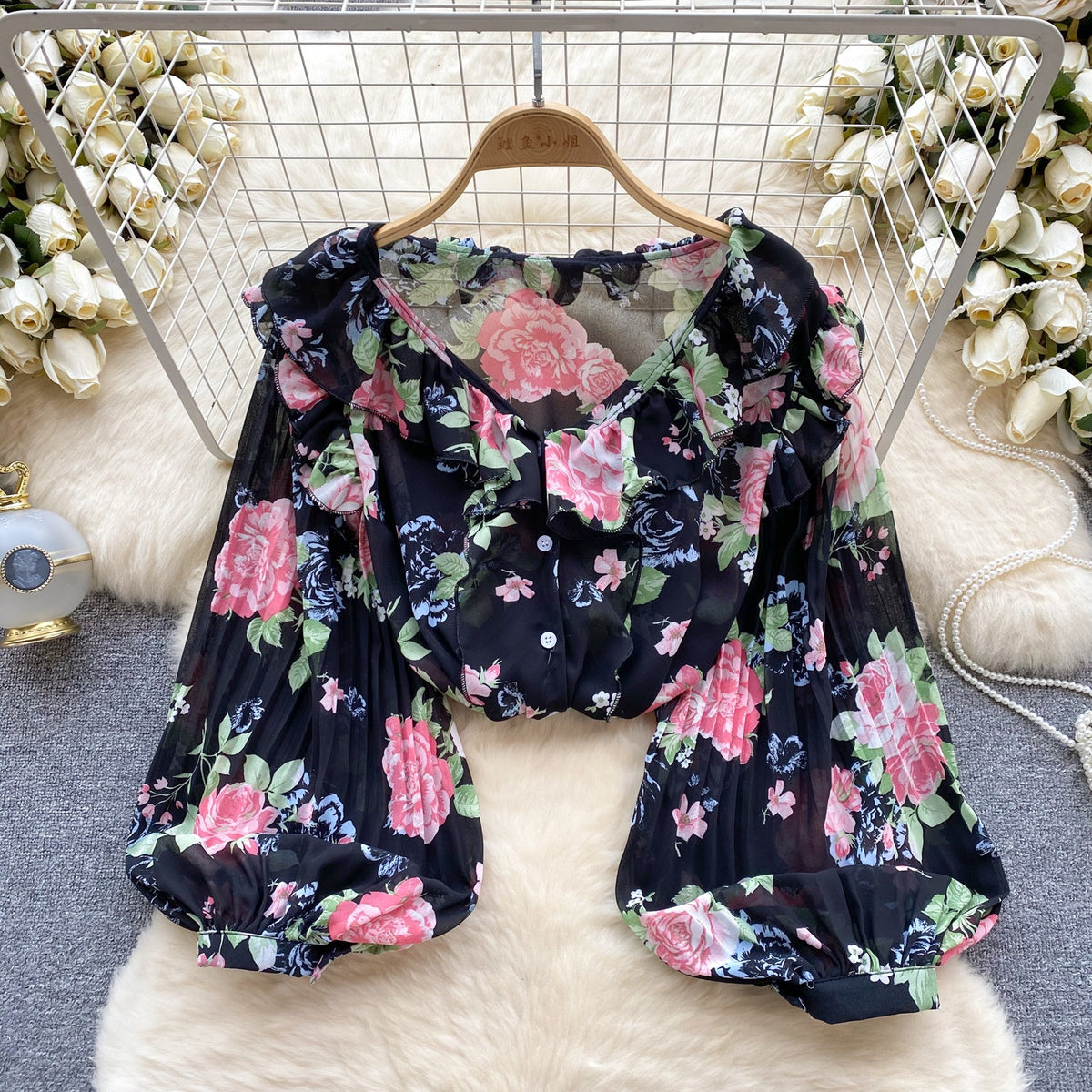 Sweetie Ruffled Chiffon Floral Top