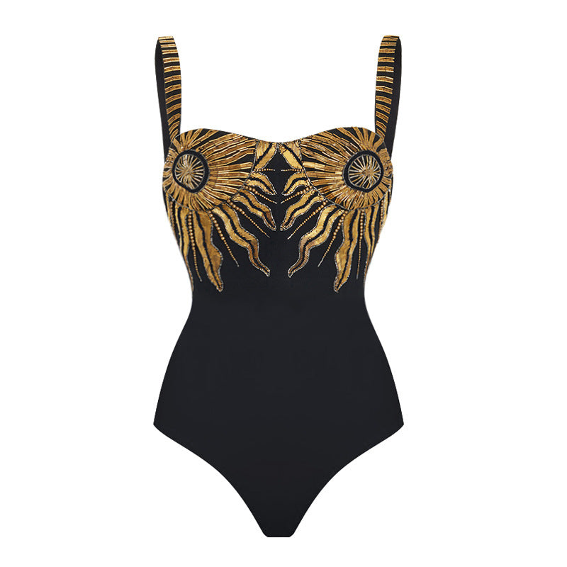 Sunflower Sequined Swimwear&Wrap Skirt