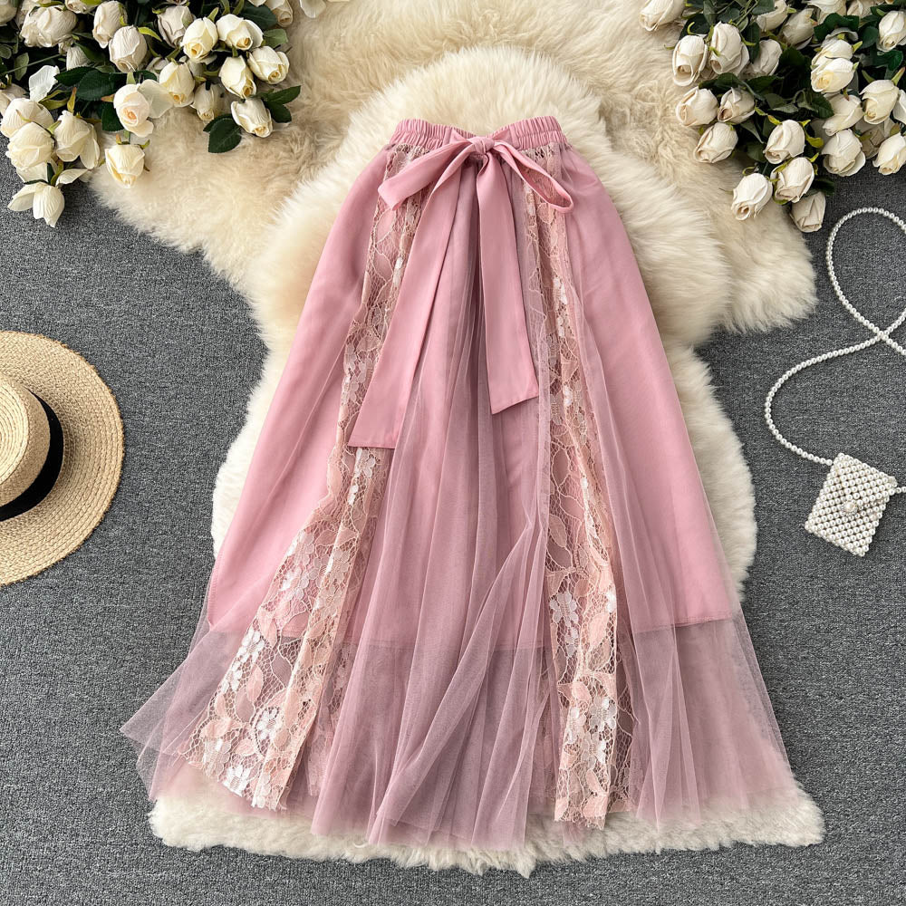 Fairy Mesh Lace Embroidered Chiffon Skirt
