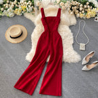 Square Neck Suspender Jumpsuit