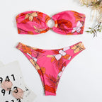 Halterless Multi-coloured Printed Bikini