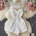 Chic Solid Color Suspender jumpsuit
