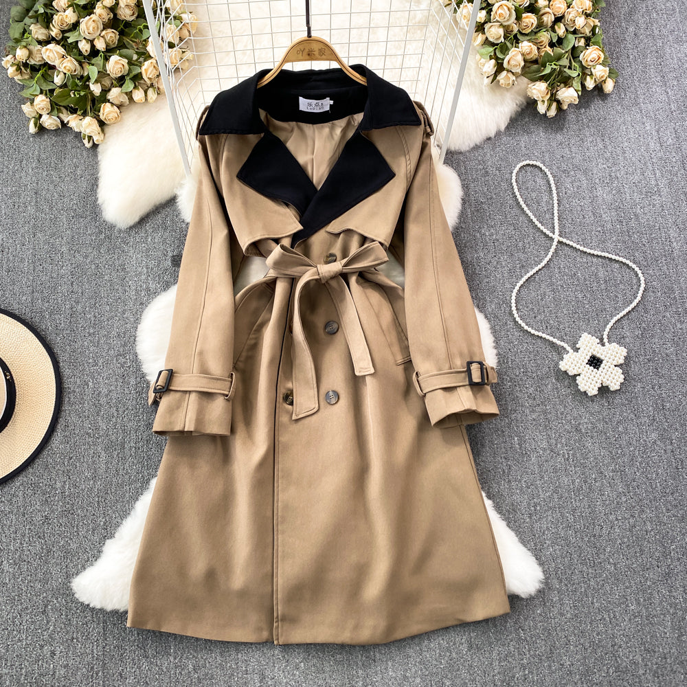 Blazer Collar Knee-length Trench Coat
