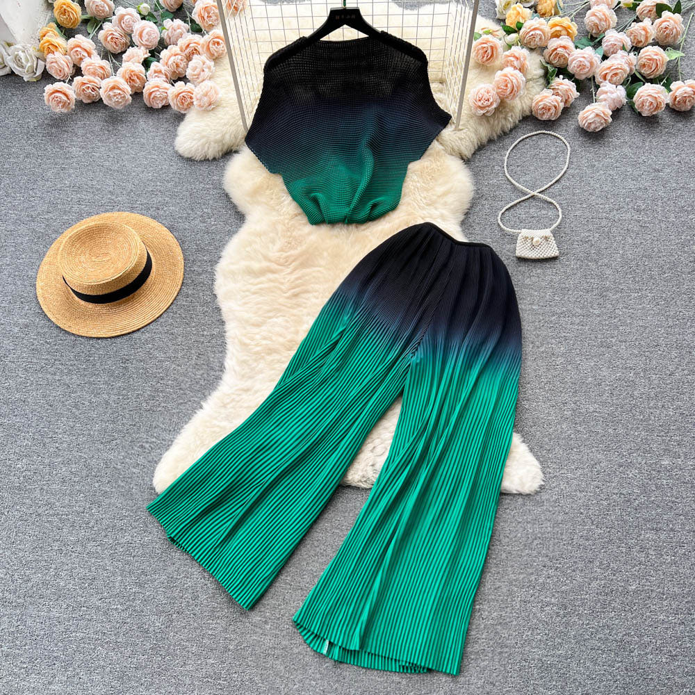 Loose Top&Draped Trousers Gradient 2Pcs