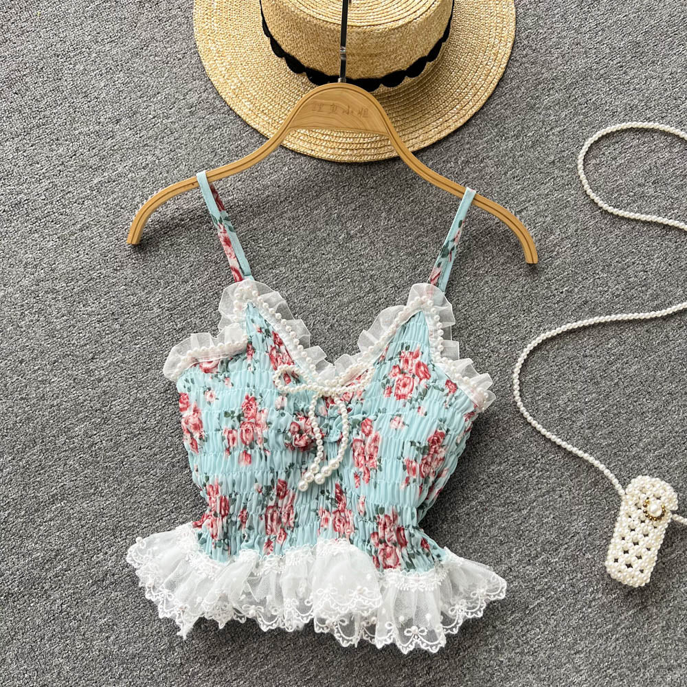 Stringy Selvedge Lace Beaded Camisole