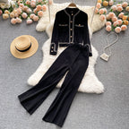 Cardigan&High-waisted Trousers Knitted 2Pcs