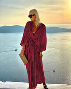 Chic Sequined Flared Sleeve Openwork Dress