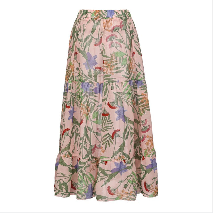 French Style Printed One-piece Swimwear&Skirt 2Pcs