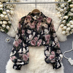 French Style Floral Printed Shirt