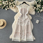 Courtly Embroidered Floral Slim Dress