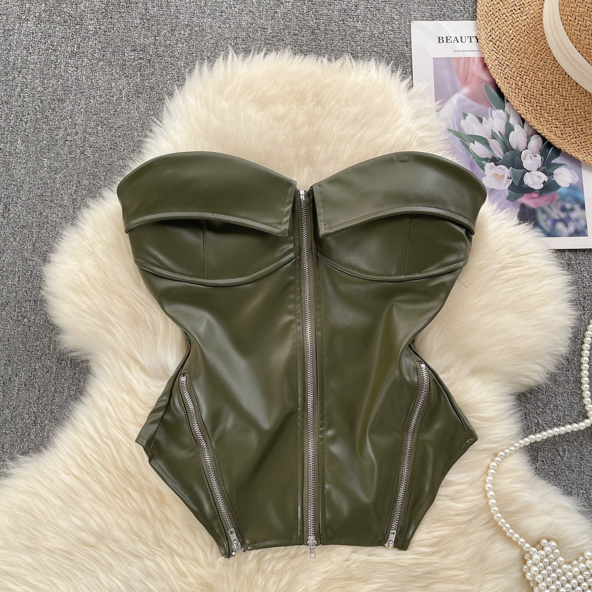 Niche Zipped Strapless Camisole Top