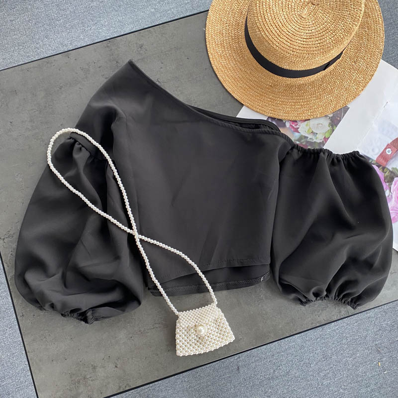 Raglan Neckline Puff Sleeves Top