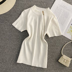 Color Blocking Striped Slant Zipped Top